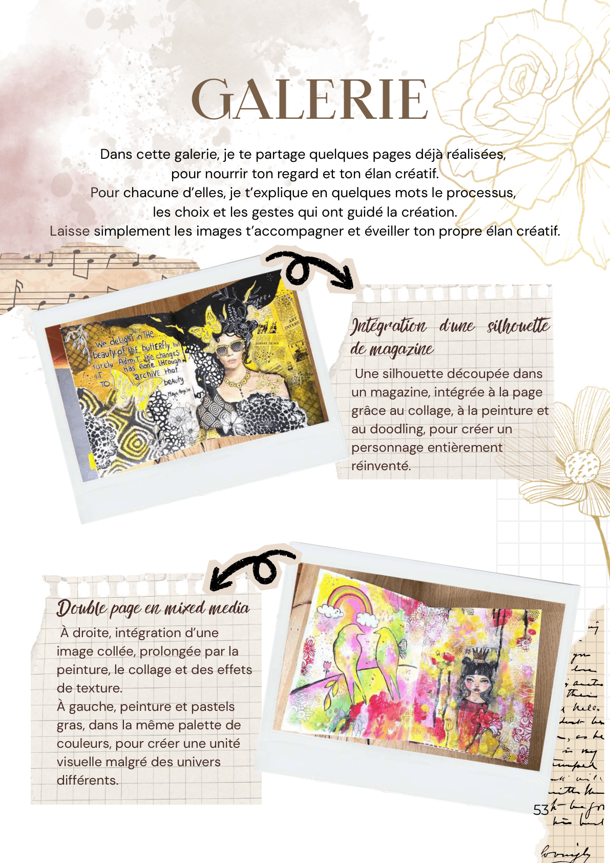 Galerie : silhouette et double page mixed media